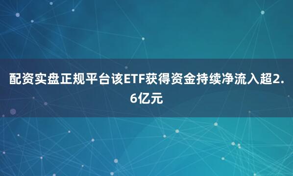 配资实盘正规平台该ETF获得资金持续净流入超2.6亿元